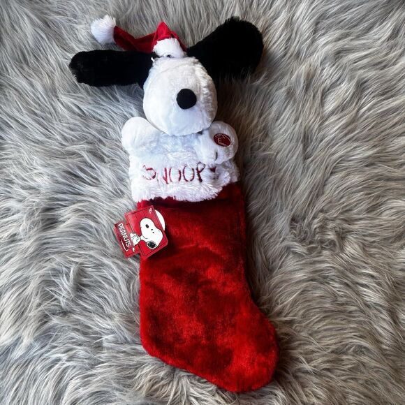 Peanuts Other - Snoopy Christmas Stocking Animated Ears Move Plush Musical Peanuts 19" Long